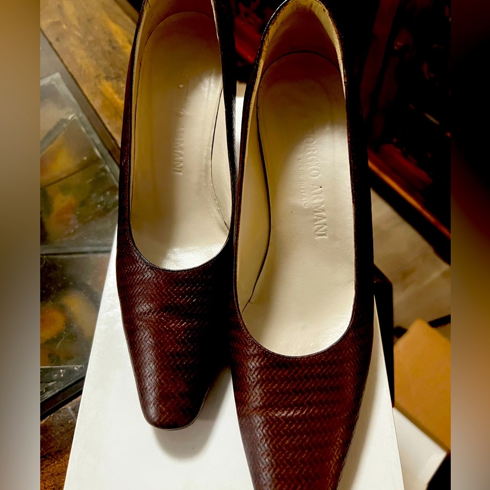 Giorgio Armani Brown Leather Pressed Heel